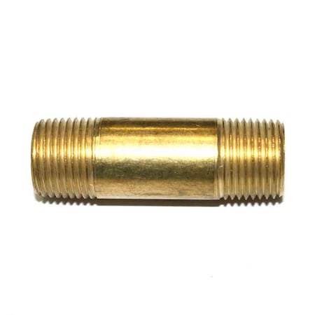 3/8 Inch NPT Male Brass Nipple - 2 Inch Extension, PK 6